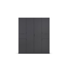 Drehtürenschrank >Ticao< 2 Schübe, 3 Böden, 3 Stangen, grau metallic - 181x210x54cm (BxHxT)