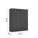 Drehtürenschrank >Ticao< 2 Schübe, 3 Böden, 3 Stangen, grau metallic - 181x210x54cm (BxHxT)