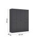 Drehtürenschrank >Ticao< 2 Schübe, 3 Böden, 3 Stangen, grau metallic - 181x210x54cm (BxHxT)