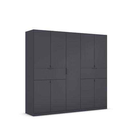 Drehtürenschrank >Ticao< 2 Schübe, 3 Böden, 3 Stangen, grau metallic - 226x210x54cm (BxHxT)