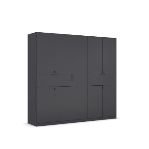 Drehtürenschrank >Ticao< 2 Schübe, 3 Böden, 3 Stangen, grau metallic - 226x210x54cm (BxHxT)