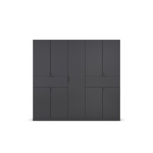 Drehtürenschrank >Ticao< 2 Schübe, 3 Böden, 3 Stangen, grau metallic - 226x210x54cm (BxHxT)