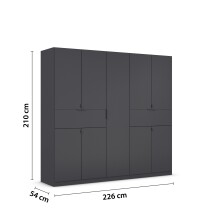 Drehtürenschrank >Ticao< 2 Schübe, 3 Böden, 3 Stangen, grau metallic - 226x210x54cm (BxHxT)