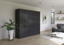Drehtürenschrank >Ticao< 2 Schübe, 3 Böden, 3 Stangen, grau metallic - 226x210x54cm (BxHxT)