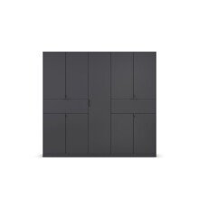 Drehtürenschrank >Ticao< 2 Schübe, 3 Böden, 3 Stangen, grau metallic - 226x210x54cm (BxHxT)