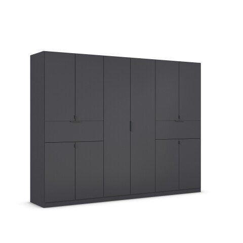 Drehtürenschrank >Ticao< 2 Schübe, 3 Böden, 3 Stangen, grau metallic - 271x210x54cm (BxHxT)