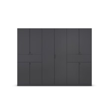 Drehtürenschrank >Ticao< 2 Schübe, 3 Böden, 3 Stangen, grau metallic - 271x210x54cm (BxHxT)