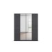 Drehtürenschrank >Ticao<  2 Schübe, 3 Stangen, grau metallic / Spiegel - 181x210x54cm (B/H/T)