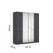 Drehtürenschrank >Ticao<  2 Schübe, 3 Stangen, grau metallic / Spiegel - 181x210x54cm (B/H/T)