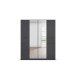 Drehtürenschrank >Ticao<  2 Schübe, 3 Stangen, grau metallic / Spiegel - 181x210x54cm (B/H/T)