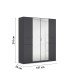 Drehtürenschrank >Ticao<  2 Schübe, 3 Stangen, grau metallic / Spiegel - 181x210x54cm (B/H/T)