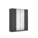 Drehtürenschrank >Ticao<  2 Schübe, 3 Stangen, grau metallic / Spiegel - 181x210x54cm (B/H/T)