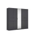 Drehtürenschrank >Ticao< 2 Schübe, 3 Stangen, grau metallic / Spiegel - 226x210x54 (B/H/T)