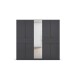 Drehtürenschrank >Ticao< 2 Schübe, 3 Stangen, grau metallic / Spiegel - 226x210x54 (B/H/T)