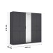 Drehtürenschrank >Ticao< 2 Schübe, 3 Stangen, grau metallic / Spiegel - 226x210x54 (B/H/T)