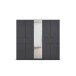 Drehtürenschrank >Ticao< 2 Schübe, 3 Stangen, grau metallic / Spiegel - 226x210x54 (B/H/T)