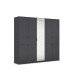 Drehtürenschrank >Ticao< 2 Schübe, 3 Stangen, grau metallic / Spiegel - 226x210x54 (B/H/T)