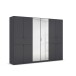 Drehtürenschrank >Ticao< 2 Schübe, 3 Stangen, grau metallic / Spiegel - 271x210x54cm (B/H/T)
