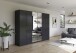 Drehtürenschrank >Ticao< 2 Schübe, 3 Stangen, grau metallic / Spiegel - 271x210x54cm (B/H/T)