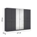 Drehtürenschrank >Ticao< 2 Schübe, 3 Stangen, grau metallic / Spiegel - 271x210x54cm (B/H/T)