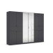Drehtürenschrank >Ticao< 2 Schübe, 3 Stangen, grau metallic / Spiegel - 271x210x54cm (B/H/T)