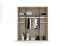 Drehtürenschrank >Ticao< 2 Schübe, 3 Stangen, alpinweiß / Eiche dunkel Dekor - 181x210x54 BxHx/