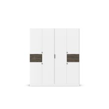 Drehtürenschrank >Ticao< 2 Schübe, 3 Stangen, alpinweiß / Eiche dunkel Dekor - 181x210x54 BxHx/