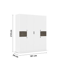 Drehtürenschrank >Ticao< 2 Schübe, 3 Stangen, alpinweiß / Eiche dunkel Dekor - 181x210x54 BxHx/