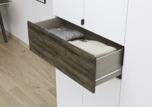 Drehtürenschrank >Ticao< 2 Schübe, 3 Stangen, alpinweiß / Eiche dunkel Dekor - 226x210x54 BxHxT