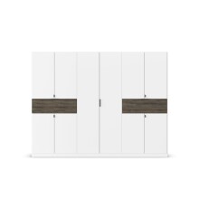 Drehtürenschrank >Ticao< 2 Schübe, 3 Stangen, alpinweiß / Eiche dunkel Dekor- 271x210x54 BxHxT