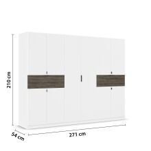 Drehtürenschrank >Ticao< 2 Schübe, 3 Stangen, alpinweiß / Eiche dunkel Dekor- 271x210x54 BxHxT
