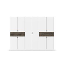 Drehtürenschrank >Ticao< 2 Schübe, 3 Stangen, alpinweiß / Eiche dunkel Dekor- 271x210x54 BxHxT