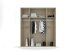 Drehtürenschrank >Ticao< 2 Schübe, weiß / Eiche dunkel Dekor / Spiegel - 181x210x54cm (B/H/T)