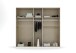 Drehtürenschrank >Ticao< 2 Schübe, weiß / Eiche dunkel Dekor / Spiegel - 226x210x54cm (B/H/T)
