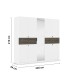 Drehtürenschrank >Ticao< 2 Schübe, weiß / Eiche dunkel Dekor / Spiegel - 226x210x54cm (B/H/T)