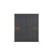 Drehtürenschrank >Ticao< 2 Schübe, grau metallic / Eiche dunkel Dekor - 181x210x54cm (B/H/T)