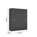 Drehtürenschrank >Ticao< 2 Schübe, grau metallic / Eiche dunkel Dekor - 181x210x54cm (B/H/T)