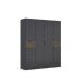 Drehtürenschrank >Ticao< 2 Schübe, grau metallic / Eiche dunkel Dekor - 181x210x54cm (B/H/T)