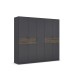 Drehtürenschrank >Ticao< 2 Schübe, grau metallic / Eiche dunkel Dekor - 226x210x54cm (B/H/T)