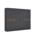Drehtürenschrank >Ticao< 2 Schübe, grau metallic / Eiche dunkel Dekor - 271x210x54cm (B/H/T)