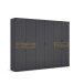 Drehtürenschrank >Ticao< 2 Schübe, grau metallic / Eiche dunkel Dekor - 271x210x54cm (B/H/T)