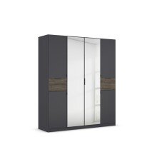 Drehtürenschrank >Ticao< grau metallic / Eiche...