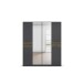 Drehtürenschrank >Ticao< grau metallic / Eiche dunkel Dekor / Spiegel - 181x210x54cm (B/H/T)