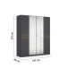 Drehtürenschrank >Ticao< grau metallic / Eiche dunkel Dekor / Spiegel - 181x210x54cm (B/H/T)