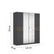 Drehtürenschrank >Ticao< grau metallic / Eiche dunkel Dekor / Spiegel - 181x210x54cm (B/H/T)