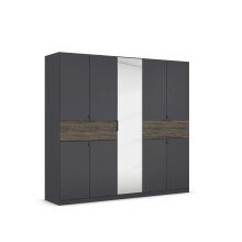 Drehtürenschrank >Ticao< grau metallic / Eiche...