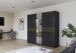 Drehtürenschrank >Ticao< grau metallic / Eiche dunkel Dekor / Spiegel - 226x210x54cm (B/H/T)