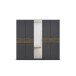 Drehtürenschrank >Ticao< grau metallic / Eiche dunkel Dekor / Spiegel - 226x210x54cm (B/H/T)