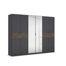 Drehtürenschrank >Ticao< grau metallic / Eiche...