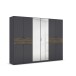 Drehtürenschrank >Ticao< grau metallic / Eiche dunkel Dekor / Spiegel - 271x210x54cm (B/H/T)